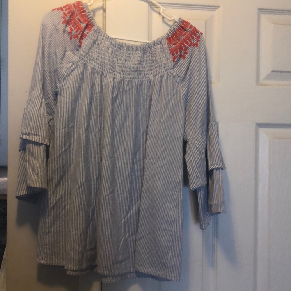 Light blue and white stripped shirt
